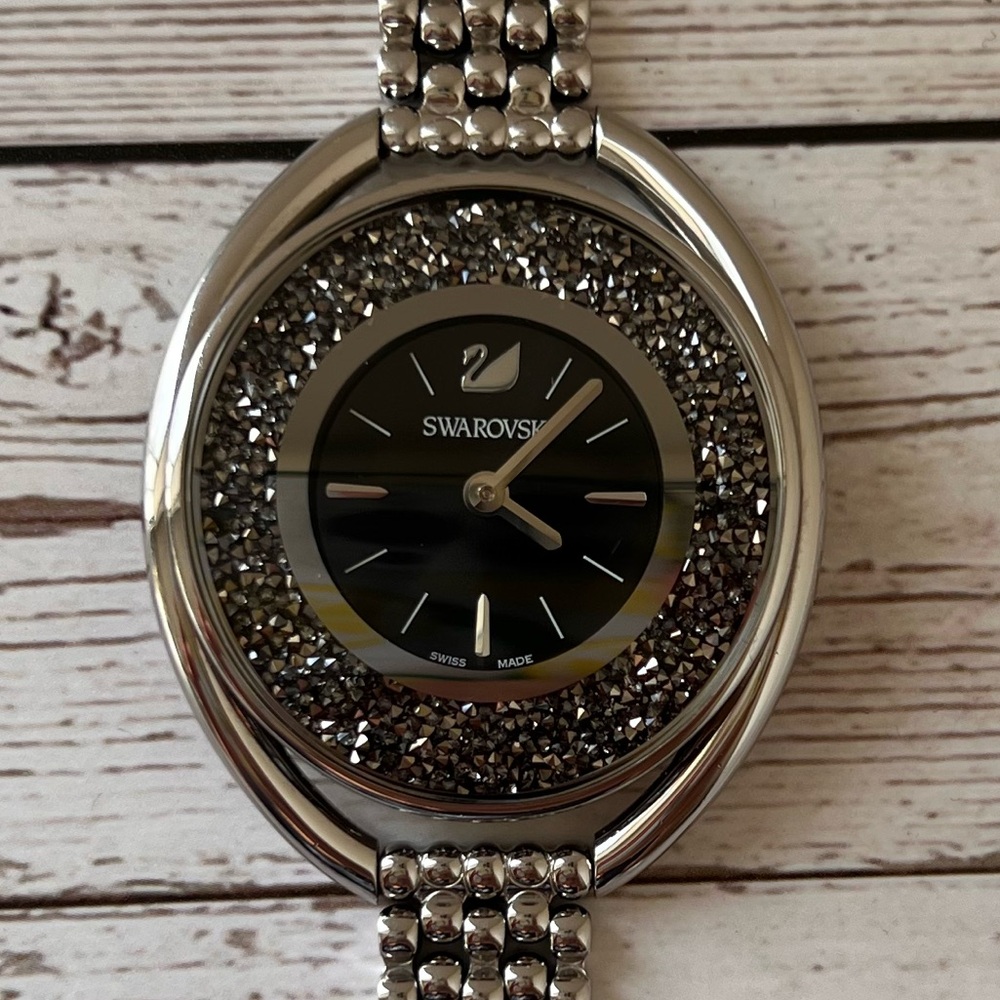 Swarovski Silver and Black Crystal Watch